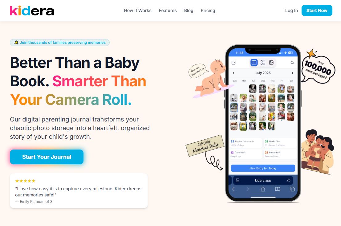 Kidera AI-powered digital journaling platform for parents